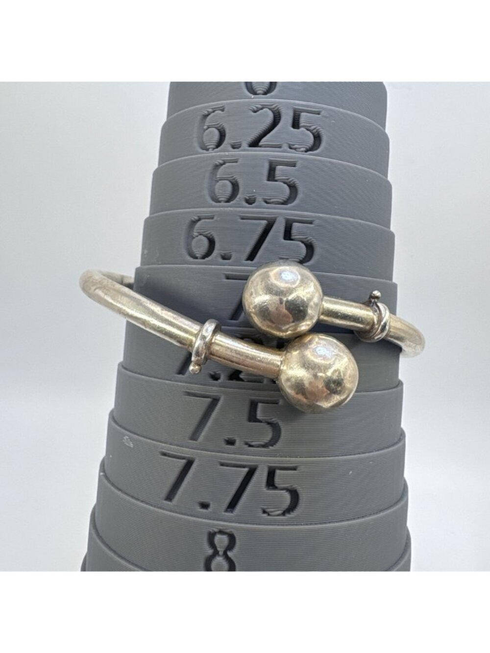 Hinged Ball Ends Bangle Bracelet Sterling Silver 925 Size 7" Fit - Picture 9 of 10